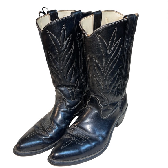 Biltrite Men\'s Leather Cowboy Boots Black Size 12 D Comb Last Hush Heels main image 9